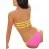Hot Pink Neon Yellow Bandeau Strappy Bikini
