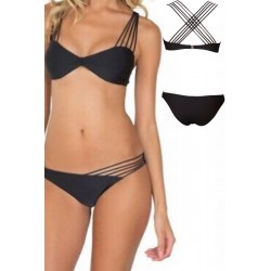 Black Multi-straps Cross Back Bikini