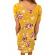 Yellow Cross Strap Neck Summer Floral Dress